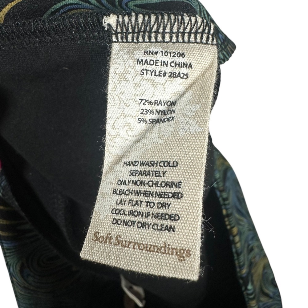 Soft Surroundings Ponte Knit Pull on Pants Black Marbled Print Peacock Size L - Picture 9 of 10